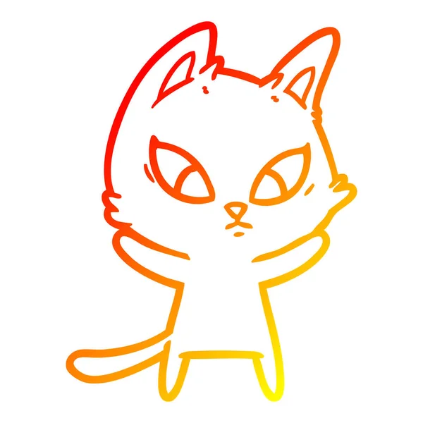 暖かいグラデーションライン描画混乱漫画の猫 — ストックベクタ