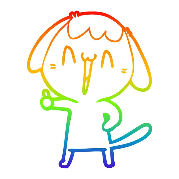 虹のグラデーションライン描画漫画笑い犬 — ストックベクタ