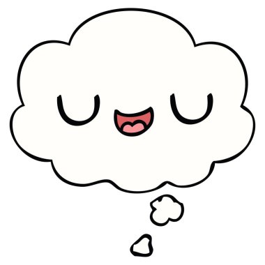 sevimli karikatür yüz ve düşünce balonu