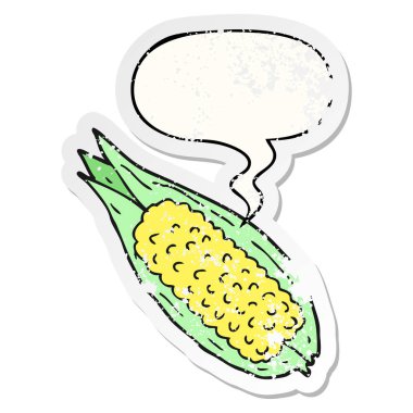 karikatür mısır ve konuşma balonu sıkıntılı etiket