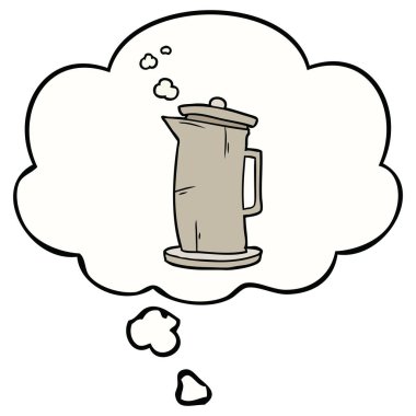 karikatür eski su ısıtıcısı ve düşünce balonu