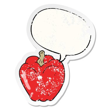 karikatür biber ve konuşma balonu sıkıntılı etiket