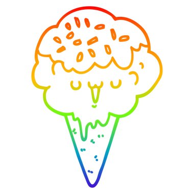 gökkuşağı degrade çizgi çizim karikatür dondurma