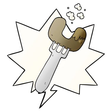 düzgün degrade sty çatal ve konuşma balonu karikatür sosis