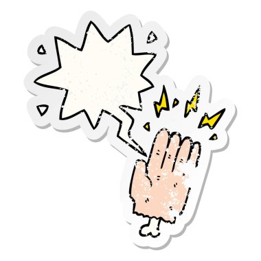 karikatür sihirli halloween zombi el ve konuşma balonu sıkıntılı