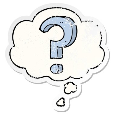 çizgi film soru işareti ve sıkıntılı yıpranmış st olarak kabarcık düşünce