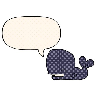 çizgi film tarzında karikatür balina ve konuşma balonu