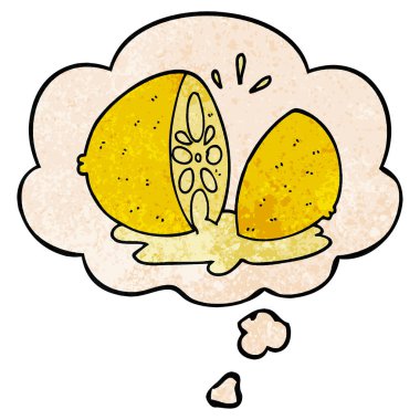 karikatür kesme limon ve grunge doku desen s düşünce balonu