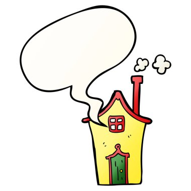 çizgi film evi ve konuşma balonu pürüzsüz degrade tarzında