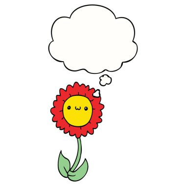 karikatür çiçek ve düşünce balonu