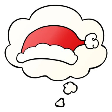 karikatür noel şapka ve pürüzsüz degrade stil düşünce balonu