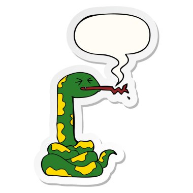 karikatür hissing yılan ve konuşma kabarcık etiket