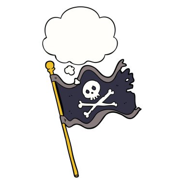 karikatür korsan bayrağı ve düşünce balonu