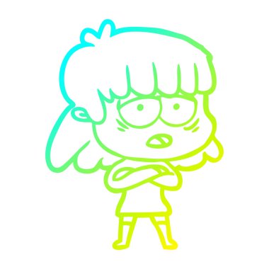 soğuk degrade çizgi çizim karikatür yorgun kadın