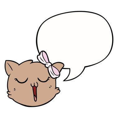 karikatür kedi yüz ve konuşma balonu