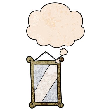 karikatür ayna ve grunge doku desen stil düşünce balonu