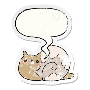 sevimli karikatür salyangoz ve konuşma balonu sıkıntılı etiket