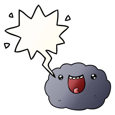 düzgün degrade tarzında karikatür mutlu bulut ve konuşma balonu