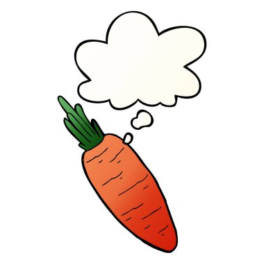 karikatür havuç ve pürüzsüz degrade tarzında kabarcık düşünce