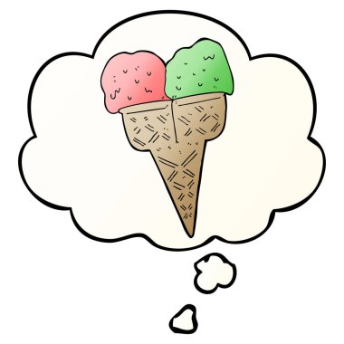 karikatür dondurma ve pürüzsüz degrade tarzında düşünce balonu