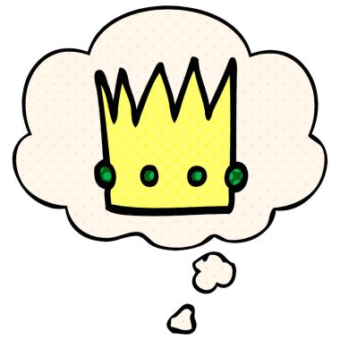 çizgi roman tarzında karikatür taç ve düşünce balonu