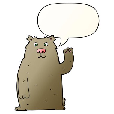 düzgün degrade tarzında karikatür ayı ve konuşma balonu