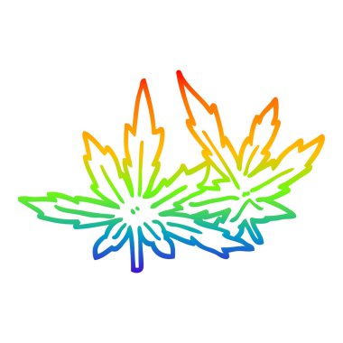 gökkuşağı degrade çizgi çizim karikatür esrar yaprakları