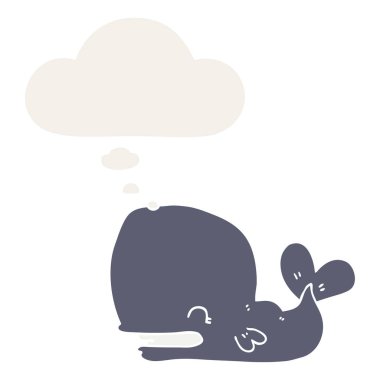 retro tarzında karikatür balina ve düşünce balonu