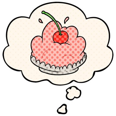 çizgi roman tarzında karikatür tatlı ve düşünce balonu