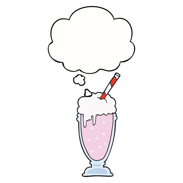 Milkshake dessin animé et bulle de pensée — Image vectorielle