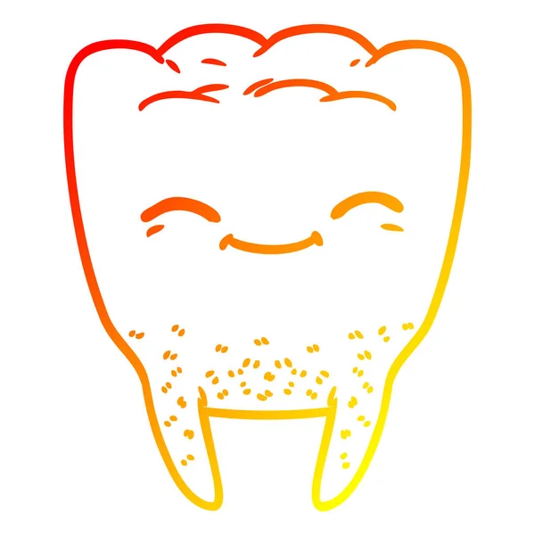 Warm gradient line drawing cartoon tooth — Stock Vector