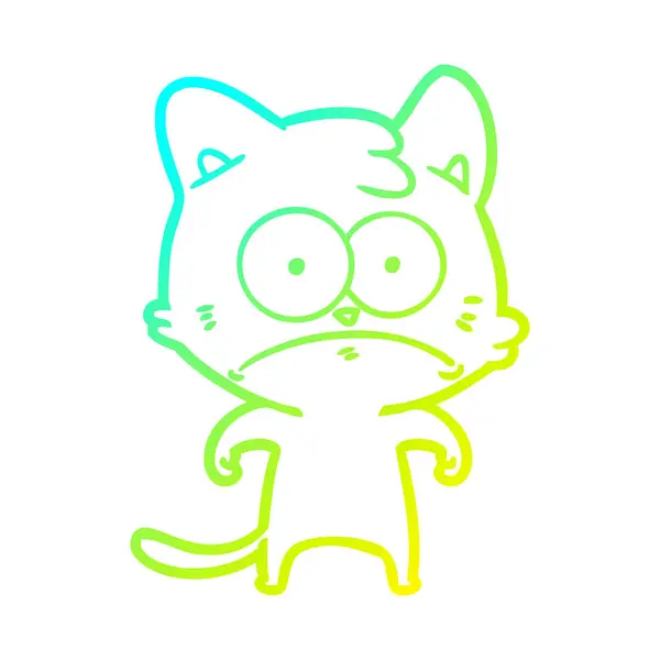 Linha gradiente frio desenho desenho desenho animado gato nervoso —  Vetores de Stock
