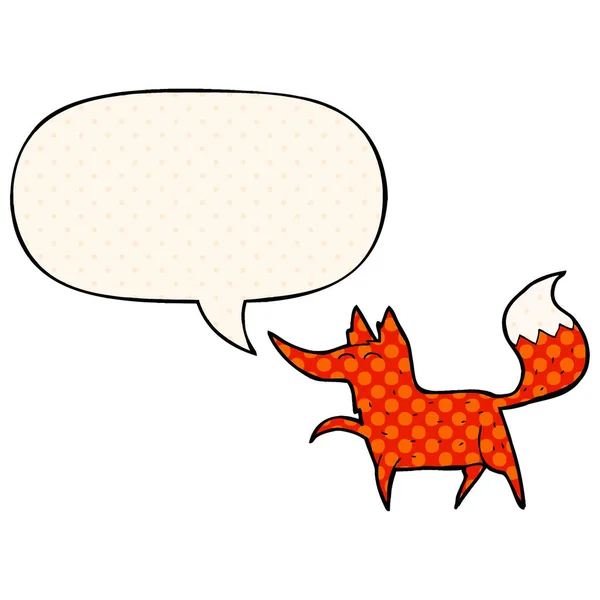 Cartoon fox and speech bubble in comic book style — Stock Vector