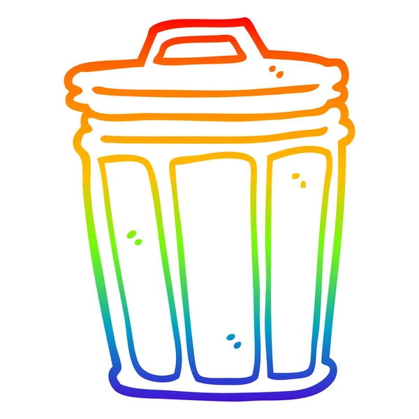 Linea gradiente arcobaleno disegno fumetto bidone della spazzatura — Vettoriale Stock