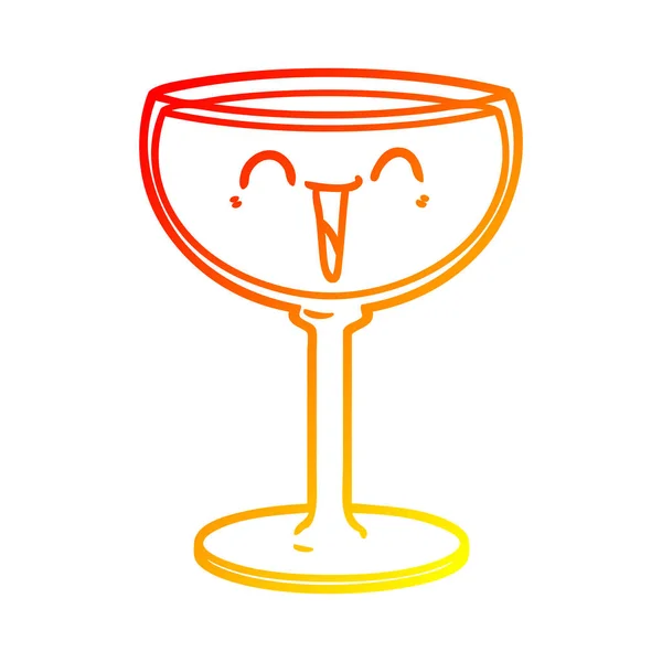 Gradient chaud ligne dessin dessin animé verre de vin — Image vectorielle