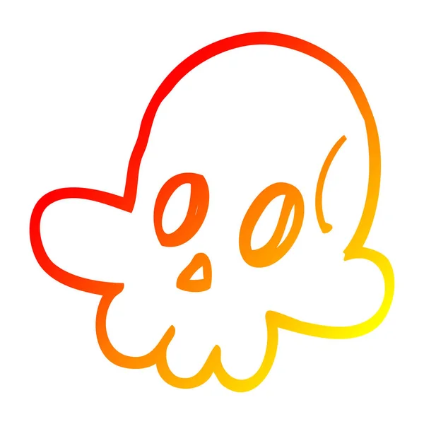 Linha gradiente quente desenho desenhos animados halloween crânio — Vetor de Stock