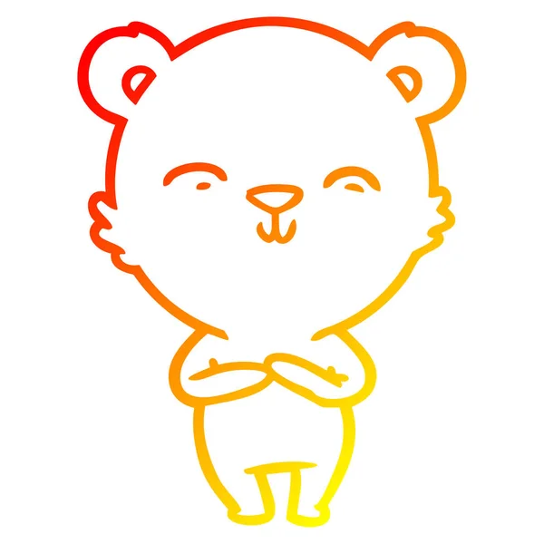 Warm gradient line drawing happy cartoon bear — Stock Vector