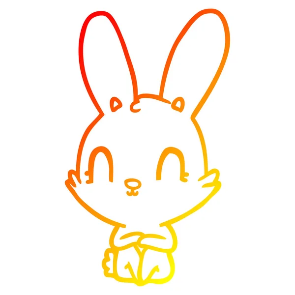 温暖的渐变线绘制可爱的卡通兔子 — 图库矢量图片