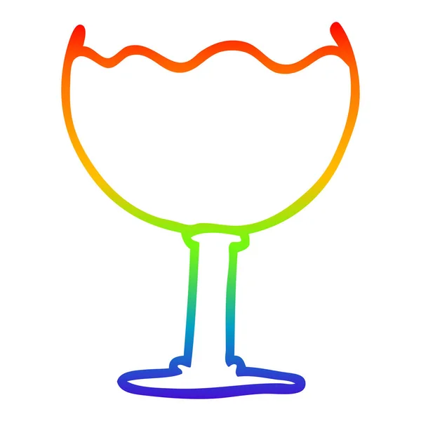 Rainbow gradient ligne dessin dessin animé verre de boisson — Image vectorielle