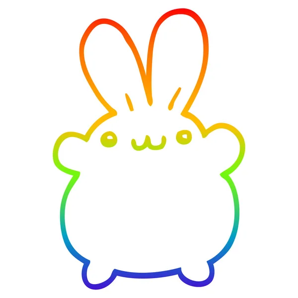 Gradient arc-en-ciel dessin ligne lapin dessin animé — Image vectorielle