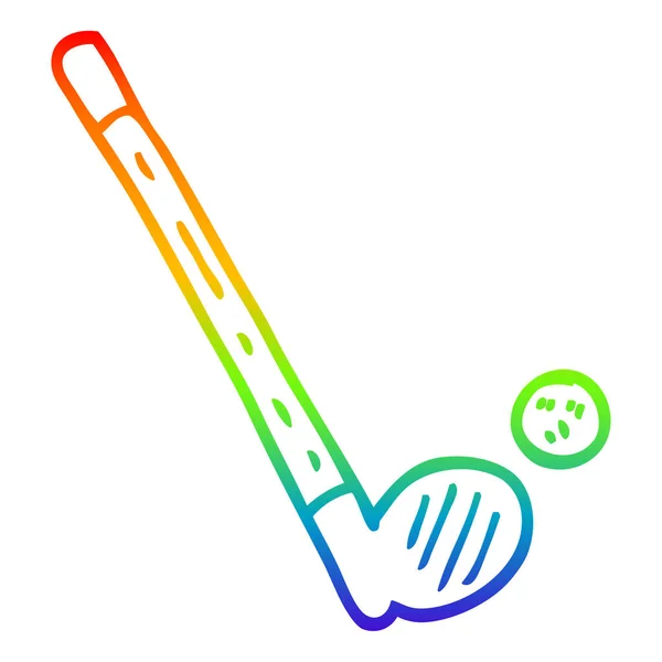 Rainbow gradient line drawing cartoon golf club — Stock Vector