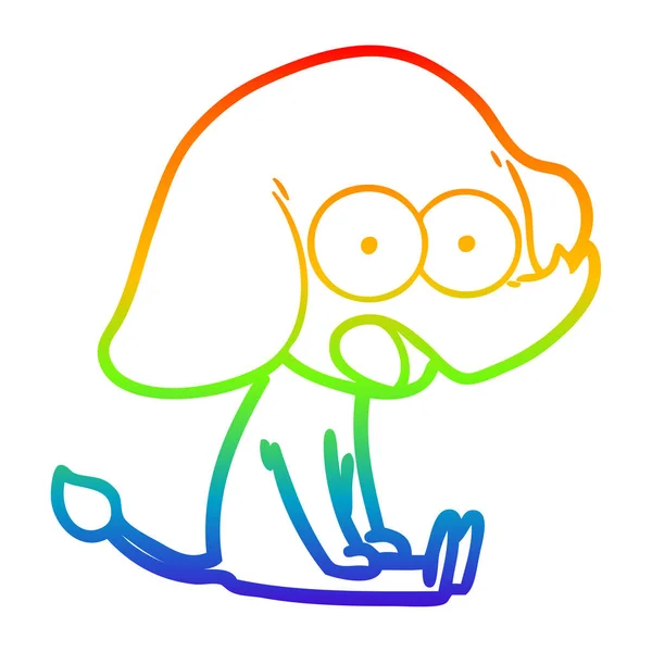 Regenbogen-Gradienten-Linie Zeichnung niedlichen Karikatur Elefant — Stockvektor