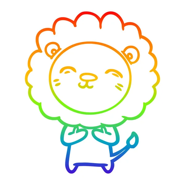 Linea gradiente arcobaleno disegno cartone animato leone — Vettoriale Stock