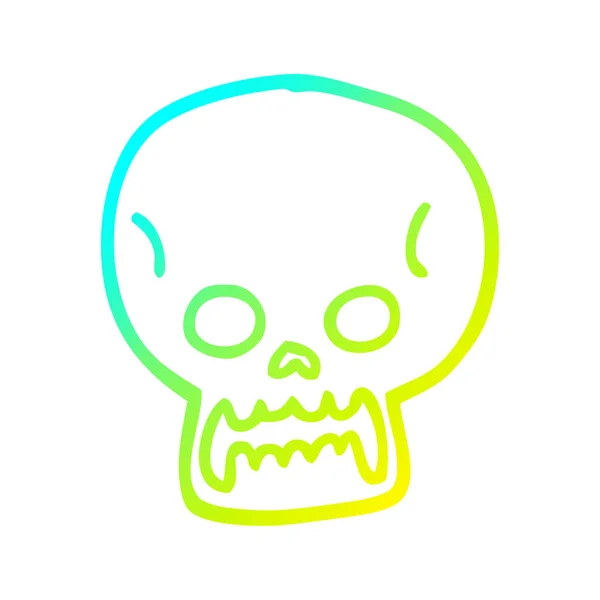 Cold gradient line drawing cartoon halloween skull — Stock Vector