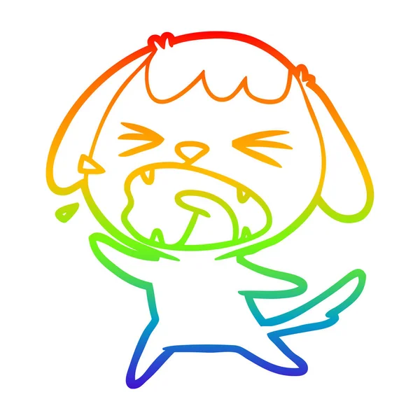Regenbogen-Gradienten-Linie Zeichnung niedlichen Cartoon Hund bellen — Stockvektor