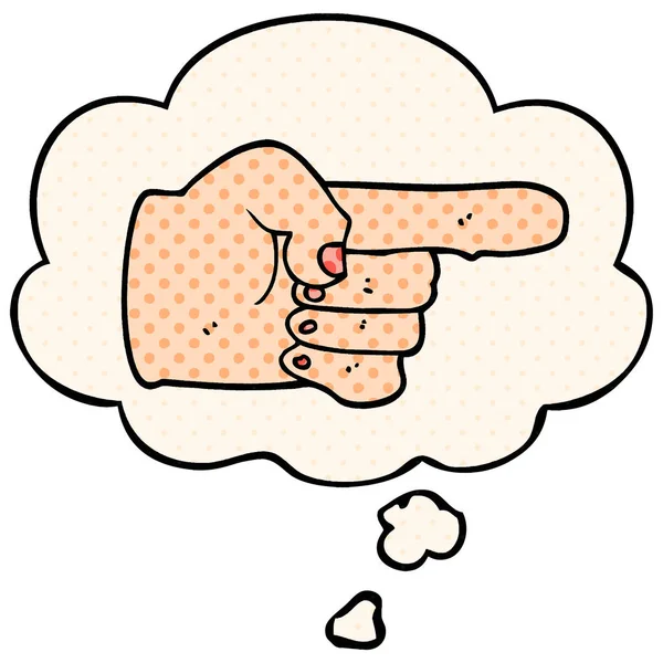 Мультфильм указывая рукой и мыслей пузырь в стиле комиксов — стоковый вектор