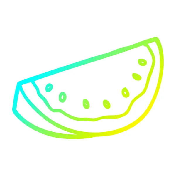 Koude gradiënt lijntekening cartoon watermeloen — Stockvector