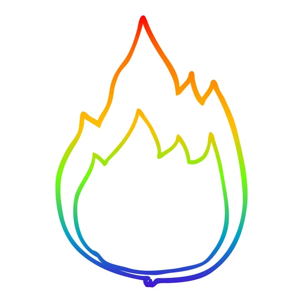 Arco-íris linha gradiente desenho de fogo dos desenhos animados — Vetor de Stock