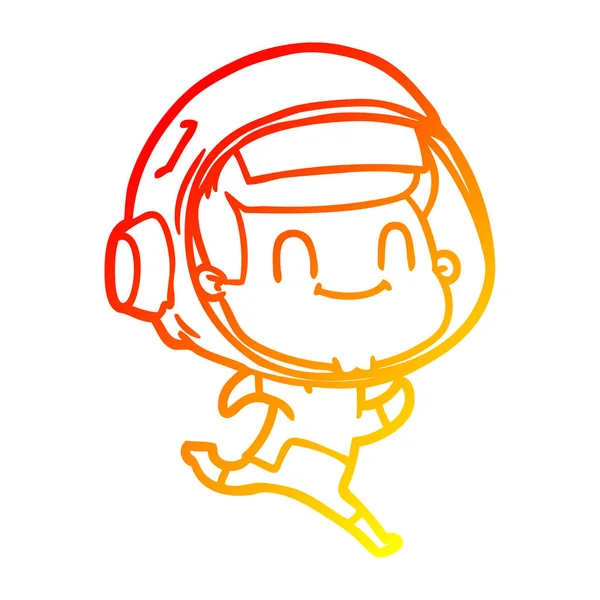 Linha gradiente quente desenho feliz cartoon astronauta homem — Vetor de Stock