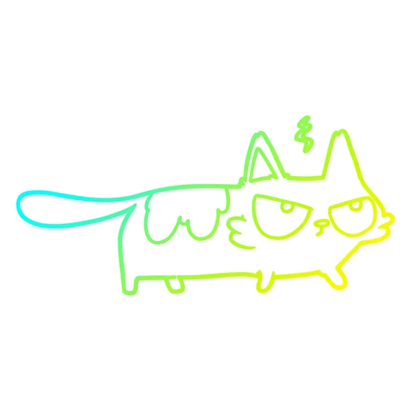 Soğuk degrade çizgi çizim karikatür kızgın kedi — Stok Vektör